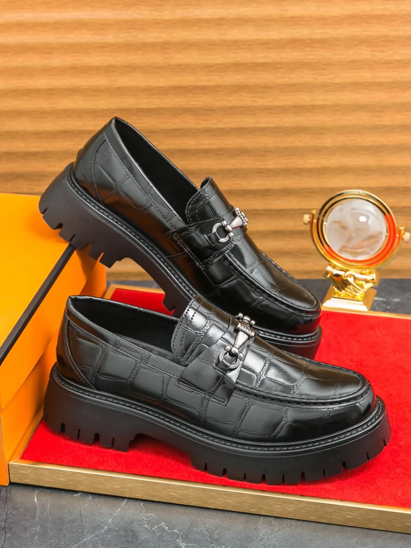 Men's Business Fashion Round Toe Slip-on Loafers, 2024 New Style Casual Comfortable Platform Loafers for Daily Wear, Lightweight Breathable Versatile Shoes for All Seasons Flatform