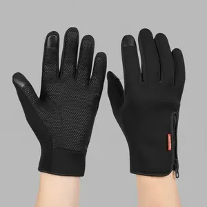 Unisex Touchscreen Gloves, High-Quality Anti-Slip Winter Gloves, Full Finger Design with Zipper Closure, with Dots