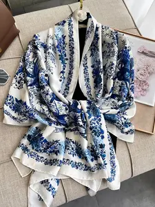 Women's Floral Print Scarf, Fashionable Soft Lightweight Shawl for All Seasons, Casual Versatile Scarf for Women & Girls for Beach & Travel