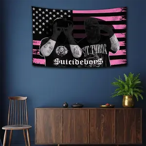 Suiciddeboys Pink Flag Tapestry, G59 Rap Duo Wall Art For Fans, Hip Hop Merch, Bedroom Decor, 3x5 Feet Indoor Wall Decor | GN050226.R2707.ID00