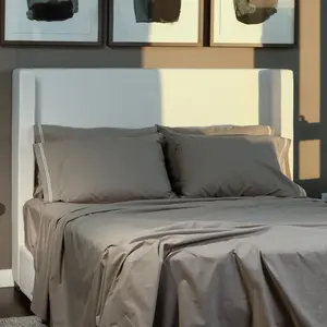 X101 Series Cotton Percale Rich Bed Sheets and Pillowcases Set, 15 Inch Deep Pocket, Luxury Cooling Bedding Linen, , Smokey Taupe