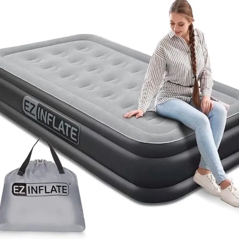 Double High Luxury Inflatable Twin Air Mattress with Built-in Pump, EZ Inflate Function