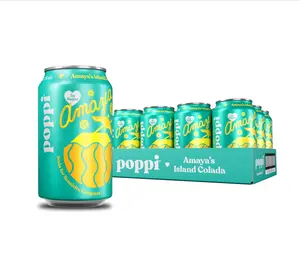 Poppi Sparkling Prebiotic Soda Beverage with Apple Cider Vinegar, Seltzer Water and Fruit Juice, Amaya’s Island Colada Limited Edition Flavor, 12 oz, Pack of 12, Packaging May Vary