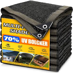 70% Sun Shade Cloth, 20x20FT Shade Net Mesh Tarp with Grommets, Black Sunblock Cover for Outdoor Patio Plants, Pergola, Greenhouse, Chicken Coop, Backyard, Balcony