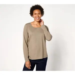 Denim & Co. Essentials Luxe Jersey Square-Neck Long-Sleeve Top
