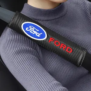 High-Quality Leather Car Seat Belt Shoulder Pads, Comfortable Neck Protection, Universal Fit for Ford Focus, Mondeo, Mustang, Kuga, Edge, Car Accessory