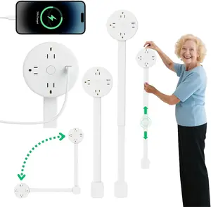 180° Rotating Outlet Extender with USB-C & USB-A - 2 AC Outlets Swivel Wall Plug Adapter, No Drill Extendable Design for Behind Couch, Desk, Bed, Round Shape 1 Pack #HomeImprovement