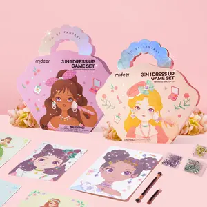 MiDeer 4-in-1 Dress Up Game Set Princess Fantasy Makeup Kit with 28 Styles Diamond Painting & Glowing Foil Stickers for Creative Role-Playing Adventures