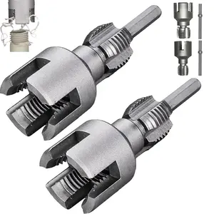 PVC thread cutting tool for internal and external pipe threads; dual-function drill set suitable for PVC plastic pipe threading; precision alloy steel NPT pipe thread kit; dual-function pipe threading.