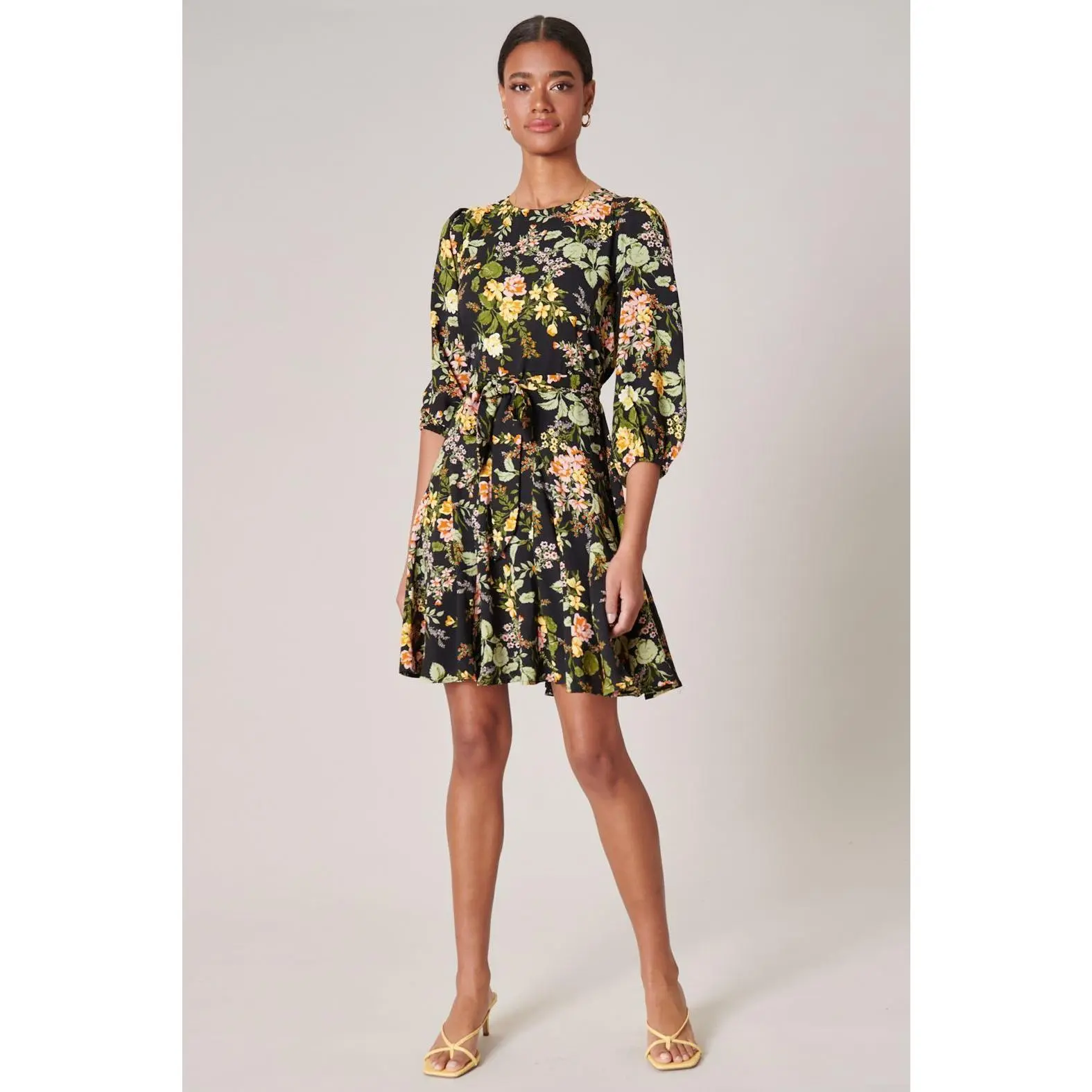 Night Bloom Balloon Sleeve Derby Dress