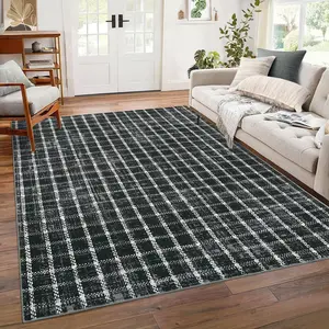 Polyester Faux Cashmere Washable Printed Rug, Modern Revival Pattern, Perfect for Home or Office