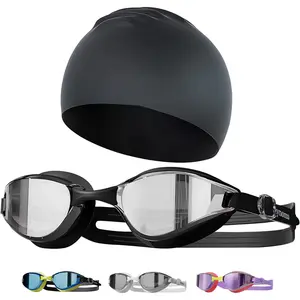 [Dealsforyoudays] Swim Goggles & Swim Cap Set, High Stretch Silicone Swim Cap and Anti-Fog Swimming Goggles for Adult Men Women