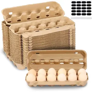 25-Pack Empty Egg Cartons 12 Count,Natural Paper Pulp Egg Cartons Bulk for Fresh Eggs Storage,Reusable Cardboard Eggs Holder for Farm, Kitchen, Organizing & Transport