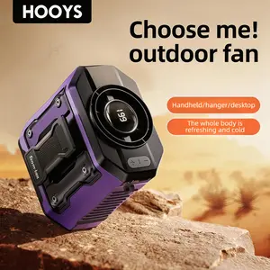 HOOYS USB Rechargeable Handheld Portable Fan, 199-Speed Adjustable, with Waist Clip, Flashlight & PowerDisplay, Personal Fan for Outdoor, Camping, Jobsite, Travel &Indoor Use