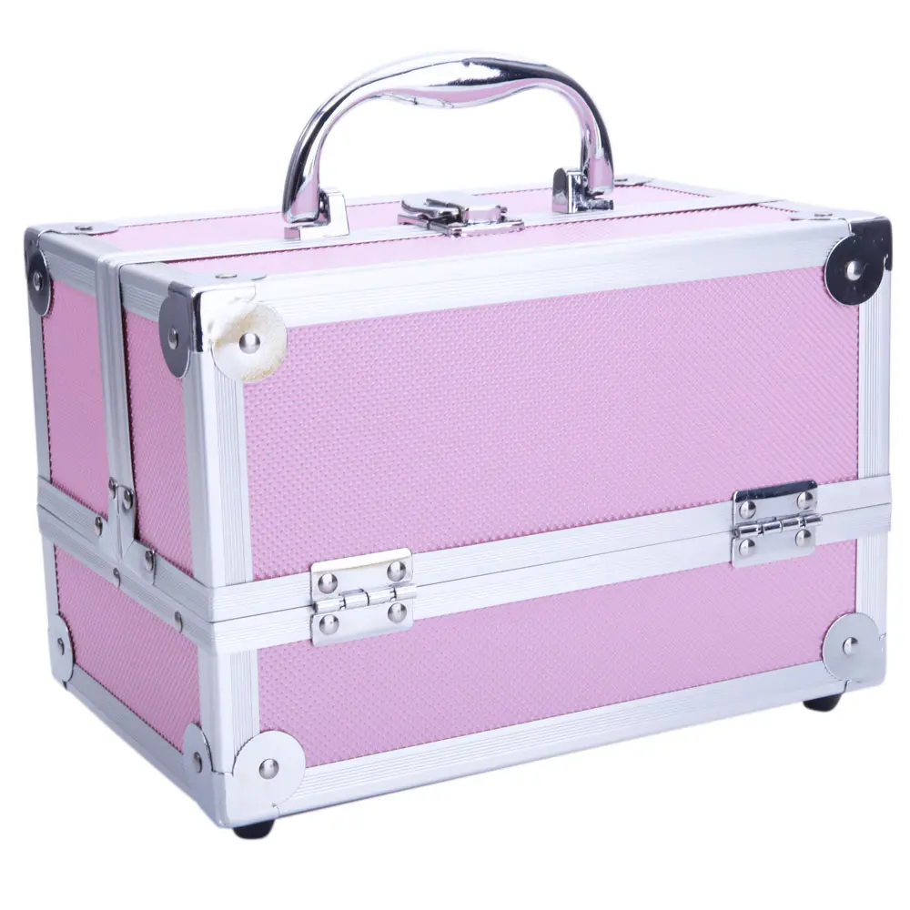 Ubesgoo Aluminum Makeup Train Case Jewelry Box Cosmetic Organizer with Mirror 9"x6"x6" Pink Ubesgoo Aluminum Makeup Train Case Jewelry Box Cosmetic Organizer with Mirror 9"x6"x6" Pink