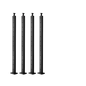 VEVOR 4 Pack Cable Railing Post, 42x2x2 Level Drilled Deck Railing Post, SUS304 Stainless Steel Black Cable Railing System Kit for Indoor Outdoor Deck Balcony, 4JZLGZXHS106URZU0001V0VEVOR Super Brand Day