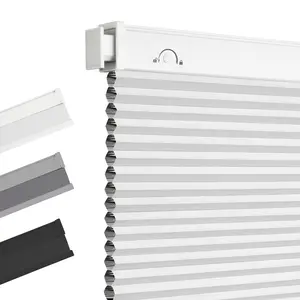 Allesin Zen No Drill Blinds for Windows Blackout Cordless Cellular Shades Honeycomb Blinds Pull Down, Free Stop Easy Install for Home and Office