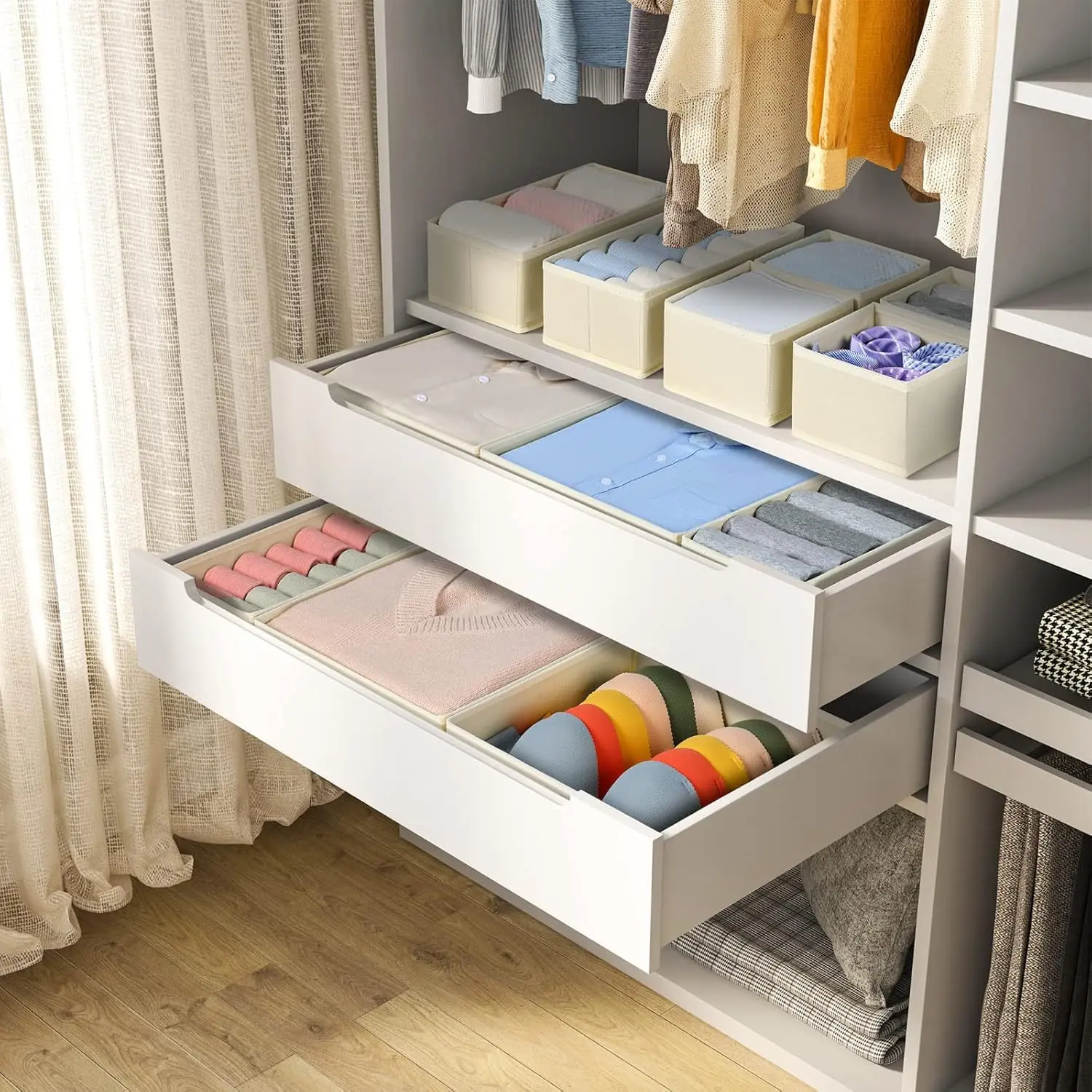 Drawer Organizer Clothes, 6 Pack Underwear Drawer Organizer, Foldable Cloth Storage Box Closet Organizers and Storage for Clothes, Socks, Scarves, Ties
