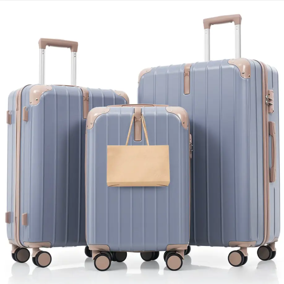 Euroco 3 Piece Luggage Sets, Lightweight Durable Hardshell Suitcase set with 360° Spinner Wheels,TSA Lock & Side Hooks,Large Checked Travel Suitcase for Family