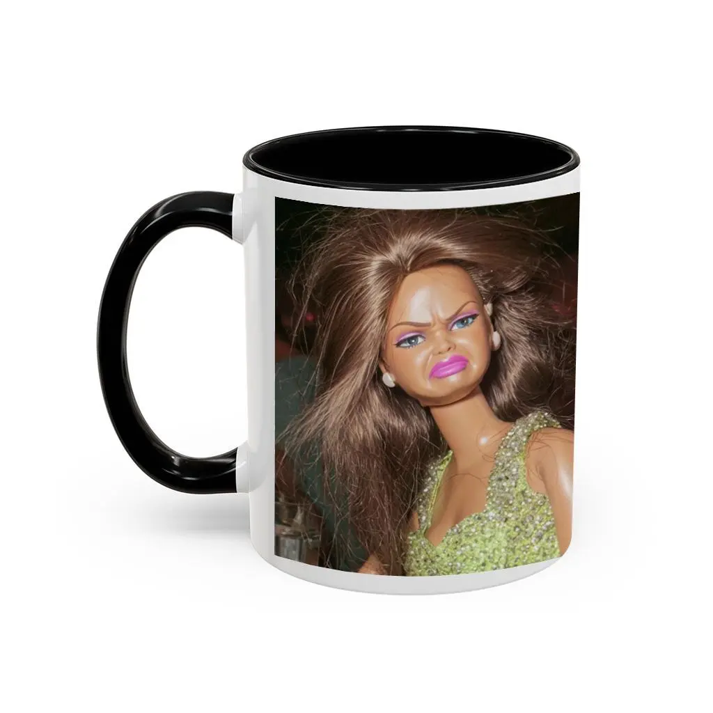 Printed Washable Stylish Ceramic Coffee Mug - Funny Disgusted Doll Face Meme Sarcastic Cup for Beverages, scs17057