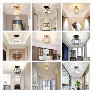 /gold Corridor Light, Nordic Modern Minimalist Entryway Balcony Lamp, Trendy Luxury Crystal Ceiling Light Fixture, Indoor Lighting, No LED Bulb Included