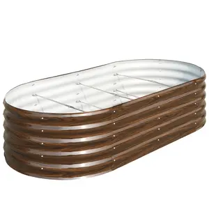 SnugNiture 96″×48″×18″ Oval Galvanized Steel Raised Garden Bed – Outdoor Metal Planter Box Kit for Vegetables, Flowers & Herbs, Rust-Resistant & Easy Assembly