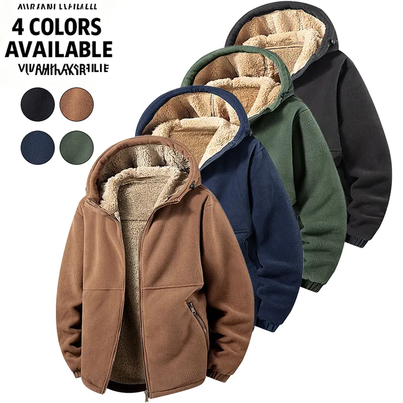 Men’s solid-color hooded jacket with zipper pockets and drawstring hood, regular fit,fleece lining for warmth in autumn and winter, casual long-sleeve outerwear,men’s apparel for everyday wear.fall clothes wardrobe male clothing style   going out outfit
