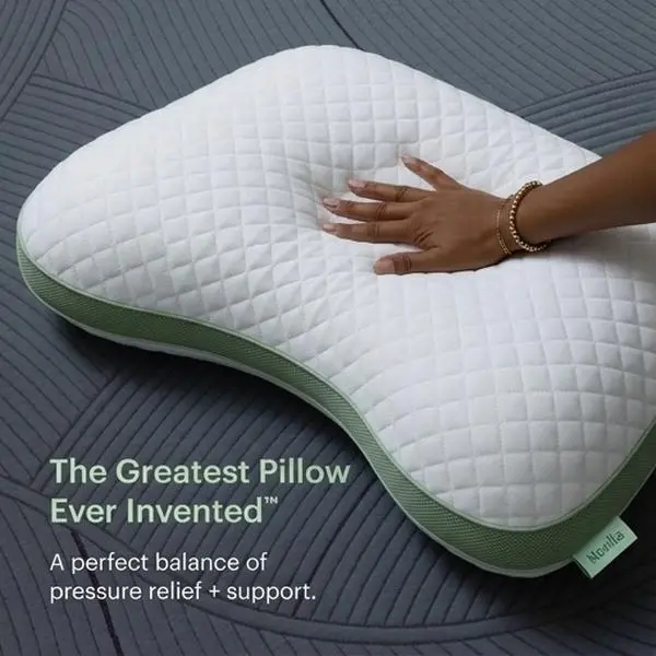Novilla | Tencel Crescent Pillow for Side Back Stomach Sleepers - Curved Design Neck & Shoulder Pain Relief with Adjustable Shredded Memory Foam +Silk-Like Soft Cover for Face & Hair Care, Queen,Back To School