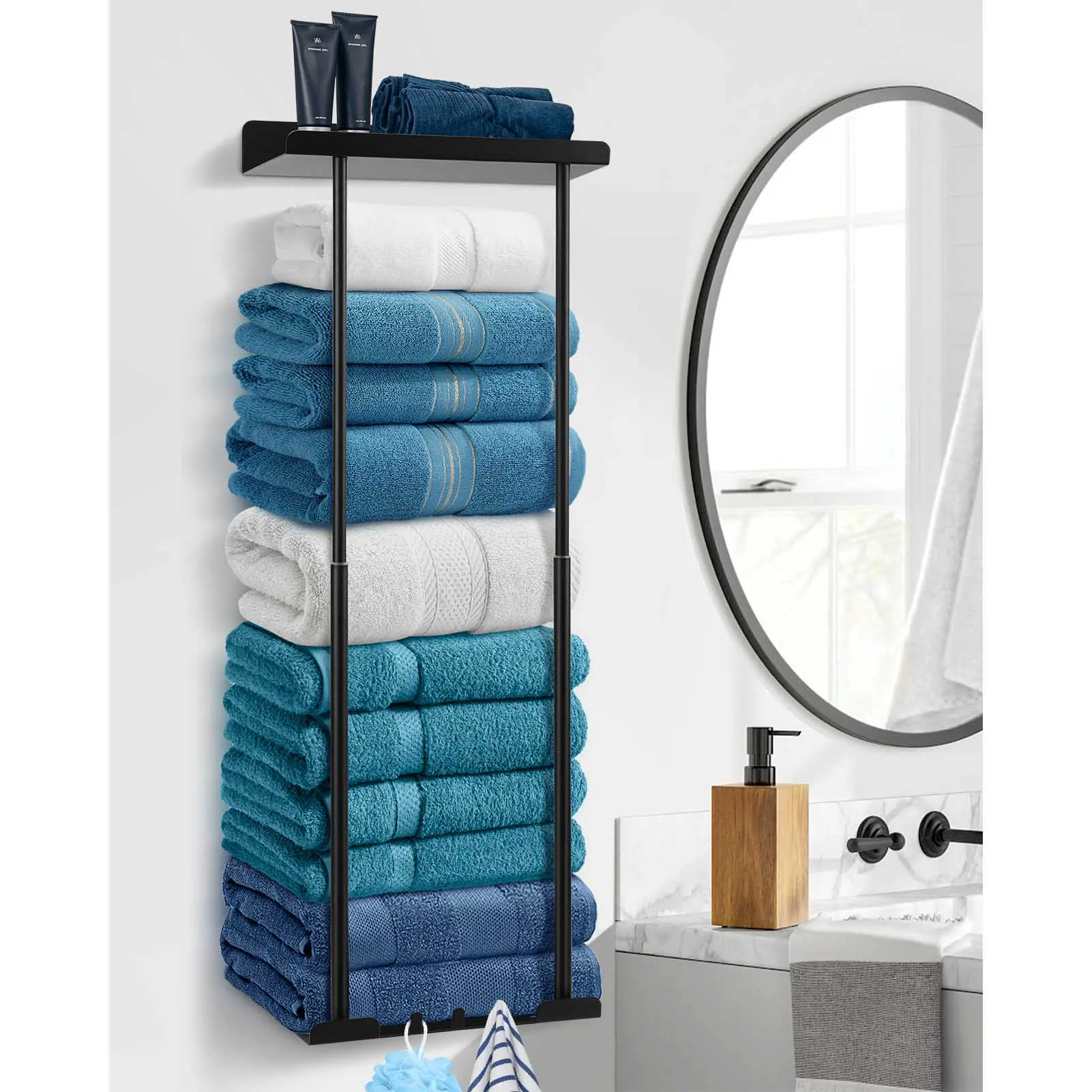 Bathroom Towel Storage Rack,30 inch Retractable Wall Mounted Towel Holder,Space-Saving,For Bathroom Bath Towel Storage,Ideal For Keeping Bathroom Tidy & Stylish
