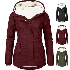 2025 hooded women's spliced zipper jacket, loose casual pocket, parka coat, regular thick long sleeved warm solid color jacket, autumn and winter camouflage design, plush sportswear, winter clothingRAIMENTRY