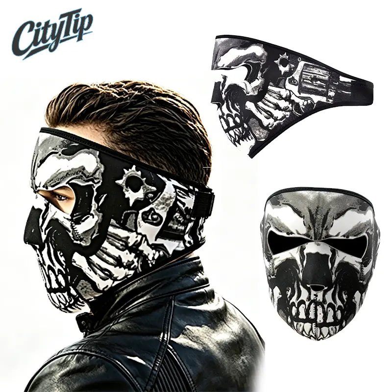 Motorcycle Skull Full Face Mask Balaclava for Men & Women, Windproof Breathable Cycling Face Cover, Tactical Biker Riding Mask, UV Sun Protection, Motorcycle Riding Gear, Outdoor Sports, Airsoft, ATV, Ski, Halloween Cosplay Accessories
