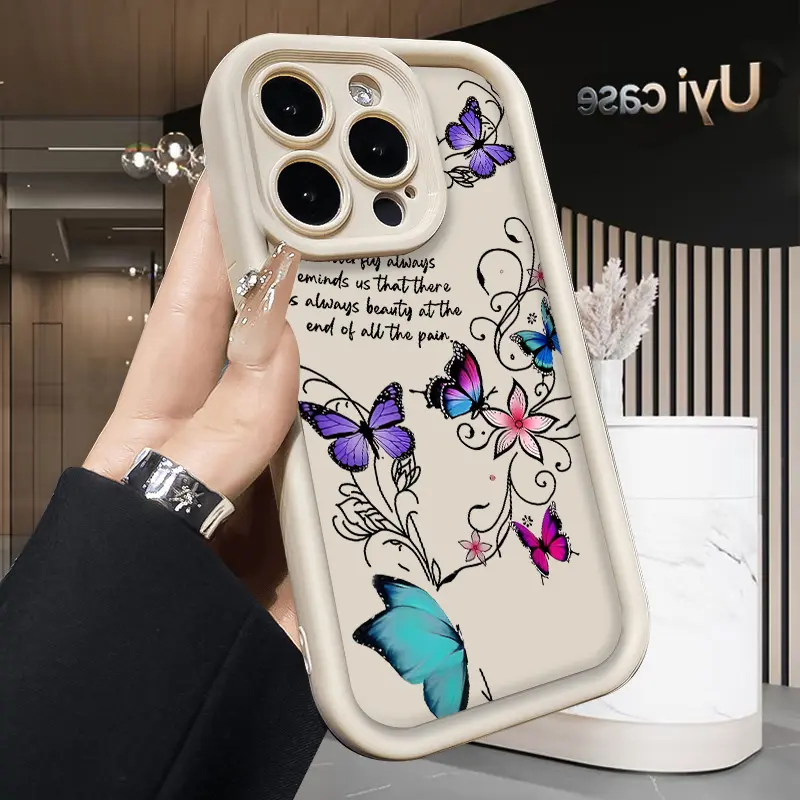 Butterfly Verse Compatible with iPhone 16 16e 15 17 Air 14 13 12 11 Pro Max Plus X XS Rugged Durable Shockproof Anti-Scratch Soft Silicone Case Precision Fit Non-Slip Texture Cellphone Protective