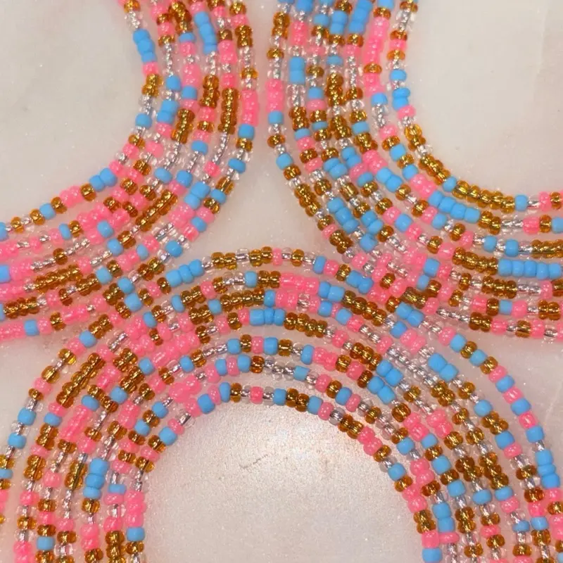 Princess pink Handmade west African waist beads Daily Wear String Length 70 Inches Bead Length 60 Inches