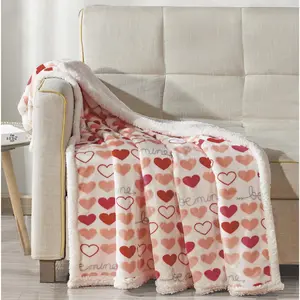 Elegant Comfort 50" x 60" Valentine Inspired Sherpa Back Throw - Soft Micro Mink Fleece Blanket for Cozy Sofa Bed Use
