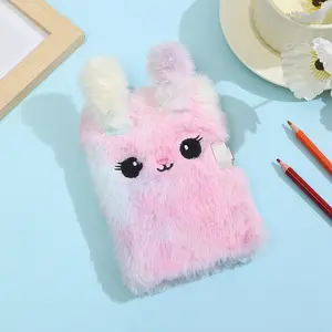 Cartoon Plush Notebook with Lock, A6 Size| Girls' Diary Journal, Student Prize & Stationery Gift