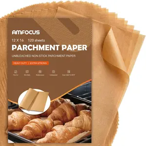 Parchment Paper Sheets, 12 X 16 in Unbleached Baking Parchment Sheets, Precut Non-Stick Parchment Paper for Baking Grilling Air Fryer Steaming Bread Cake Cookie - 120 Count AMFOCUS
