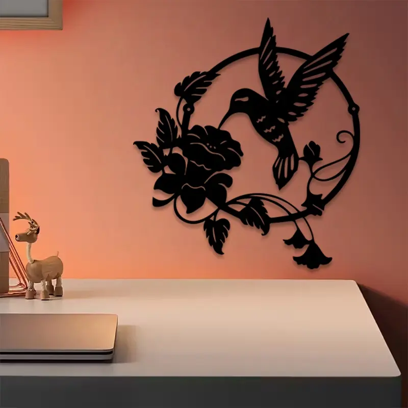 1pc Hummingbird Metal Wall Art, Hummingbird Statue Mural, Perfect for Living Room Wall, Garden Wall, Gallery Wall, Summer Decor, Ideal Gift for Bird Lovers, Weather-Resistant Metal, Artistic Decoration