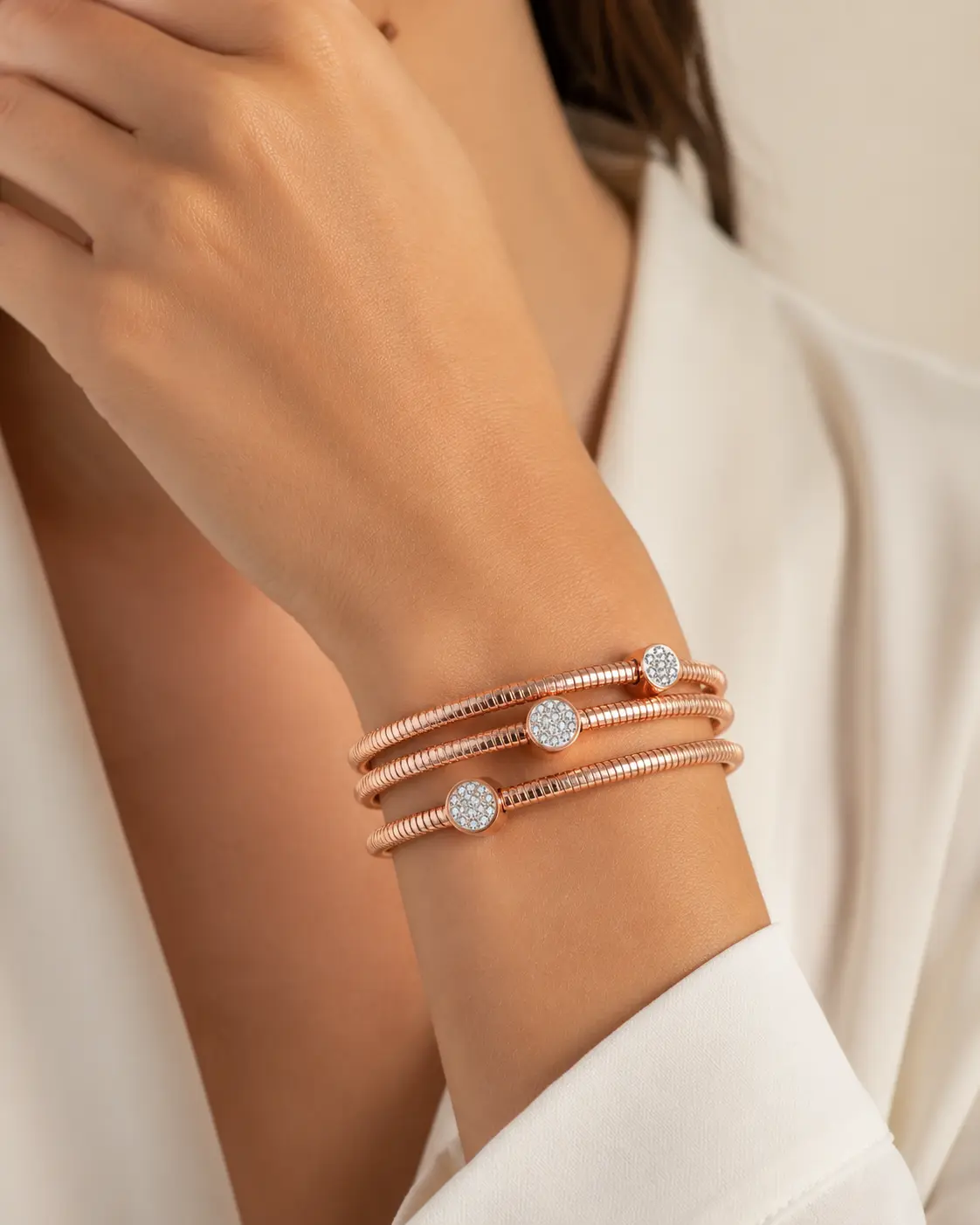 Just Love Jewels Women's Stainless Steel Adjustable Cable Wire Wrap Stacking Bangle Bracelet - Bracelet Stacking, Flexible Tube-Shaped, Gold & Silver, Multi-Pattern, Water-Safe Coil Cuff, Casual Daily Wear, Ideal for Birthday Gifting, Flexible Tube-Shaped