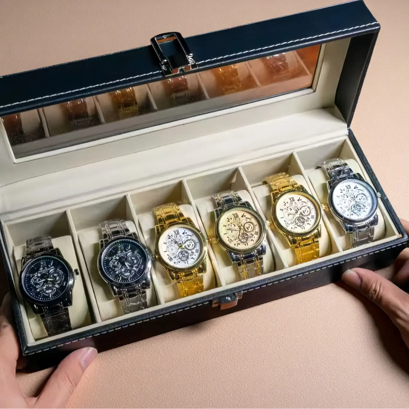 Valentine's Day Men's Modern Round Dial Analog Quartz Wristwatch, with Box, Fashionable Casual Trendy Wristwatch for Party, Daily Decor,Trendy All-match & Exquisite Durable Watch Set for Birthday Gift, Modern Fashionable Wristwatch field men pilot tiktoks