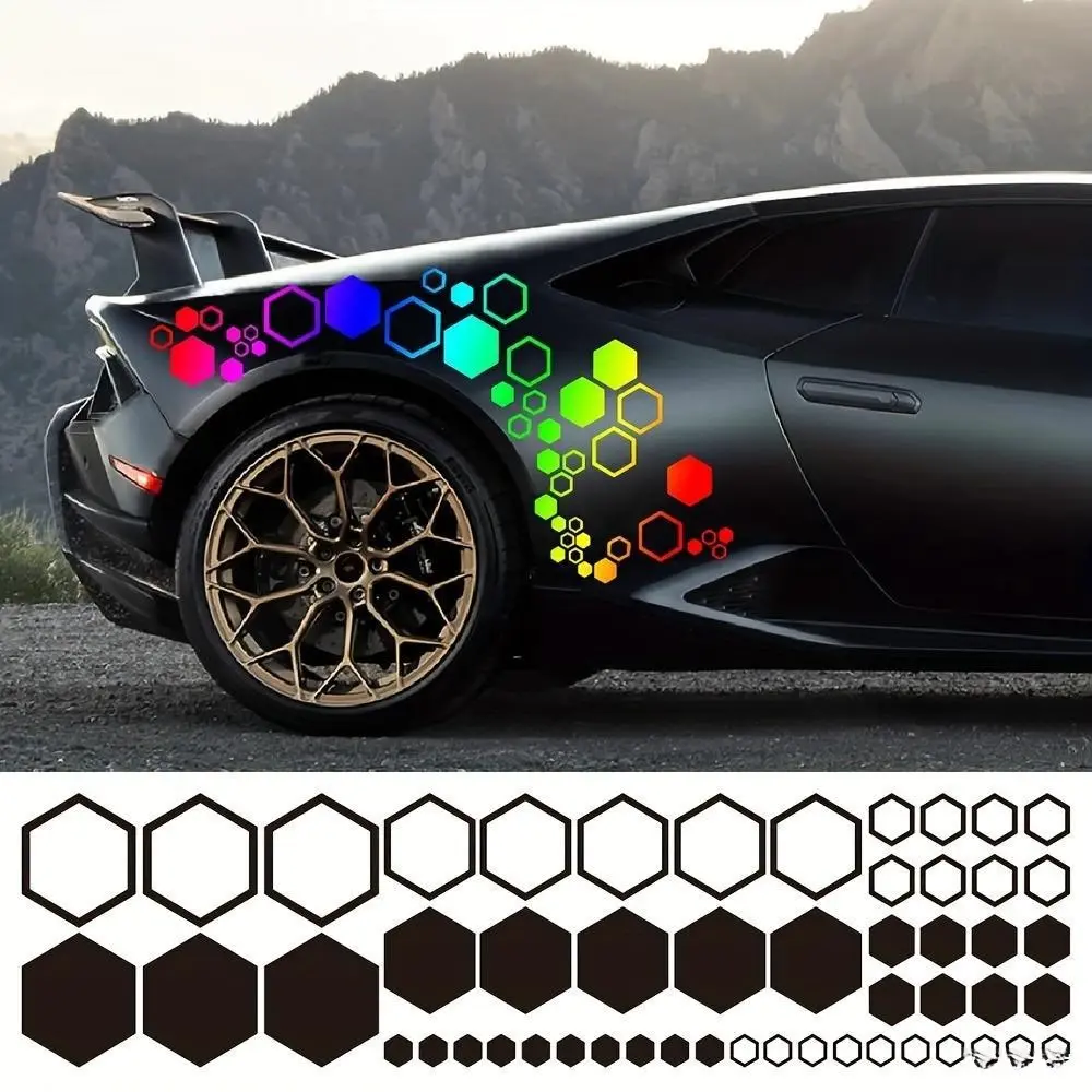 Hexagon Honeycomb Car Sticker, Universal Fit Motorcycle Decal, Grid Pattern Auto Wrap, Stylish Vehicle Decoration, Easy Application, Vehicle Exterior Decoration, Automobile Decals, Decal For Cars