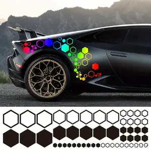 Hexagon Honeycomb Car Sticker, Universal Fit Motorcycle Decal, Grid Pattern Auto Wrap, Stylish Vehicle Decoration, Easy Application, Vehicle Exterior Decoration, Automobile Decals
