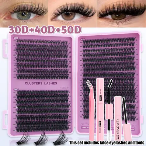 Large Capacity Voluminous False Eyelashes, Makeup, 30D/40D/50D, D Curl, Fluffy Style, Natural/light/dense Look, Suitable for Beginners and Professionals, Soft Cluster Eyelashes, Mixed Eyelash Clusters, Volume Eyelashes