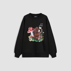 Cider [size 2-10] 100% Cotton Round Neckline Bear Mushroom Butterfly Graphic Oversized Sweatshirt
