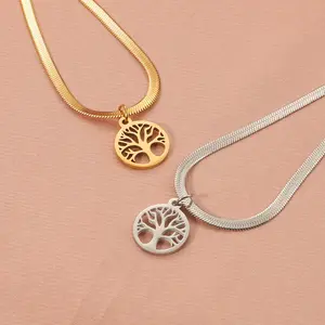 Stainless Steel Necklace Tree of Life Pendant Necklace Lucky Tree Necklace Women's Daily Wear Gift