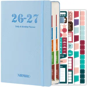 2026-2027 Academic Planner (July 2026 - June 2027), Daily and Monthly Calendar Book with  Leather Cover, 12 Colorful Tabs, 4 Planning Stickers, Inner Pocket, 8.4"x5.7", for Teachers & Students