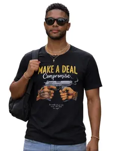 Make a Deal Compromise Gun Illustration T-Shirt – Handshake of Guns Graphic Tee
