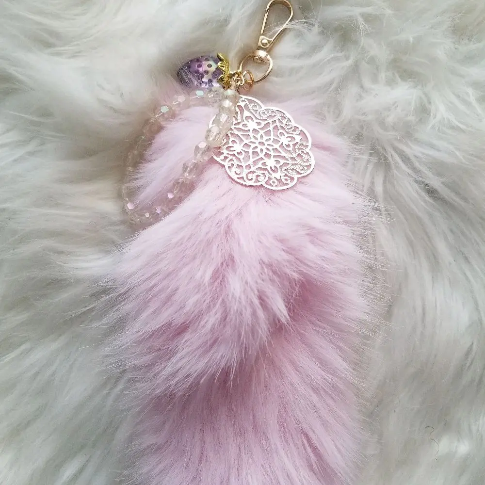 LipsGal Cosmetics LLC Fox Tail Keychain Fur for Stylish Accessories Ideal for Keys Bags