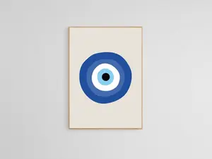 Unframe Evil Eye Print, Blue Evil Eye, Greek Evil Eye, Turkish Evil Eye Art, Printable Evil Eye, Wall Art Prints, Minimal Poster Art, Nazar Poster