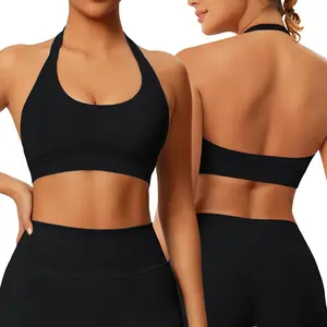 Outdoors & sports Sports Halter Bra Workout Yoga Bralette - Backless Bras for Women Padded Gym Open Back Bra Removable Pads