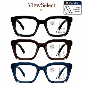 ViewSelect Oversized Square Multifocal Reading Glasses for Women Men, Photochromic Light Adaptive Readers for Reading and Daily Wear